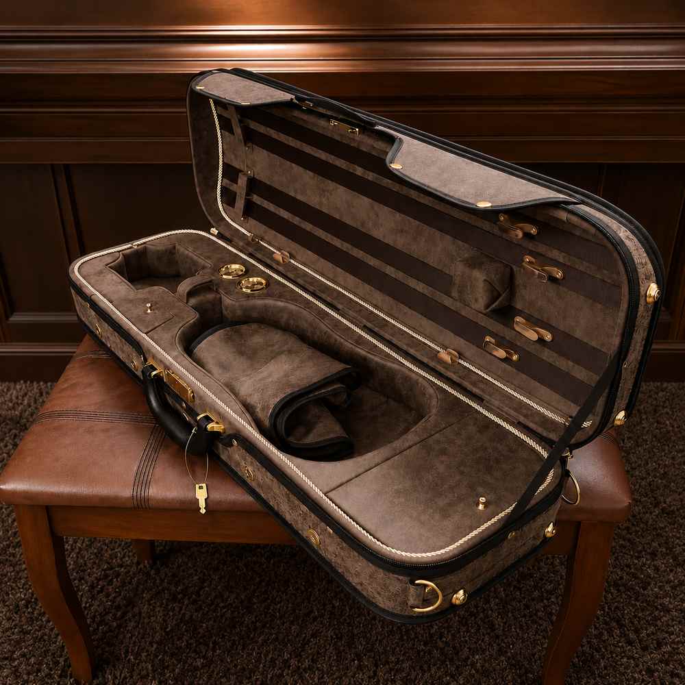  Handcrafted Wooden Frame Violin Leather Case